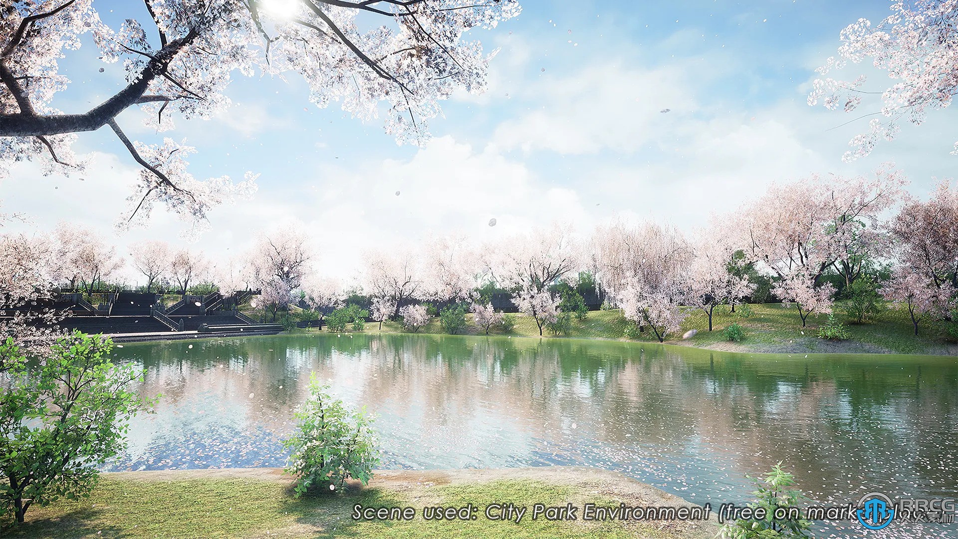 樱花树富士山环境场景Unreal Engine游戏素材