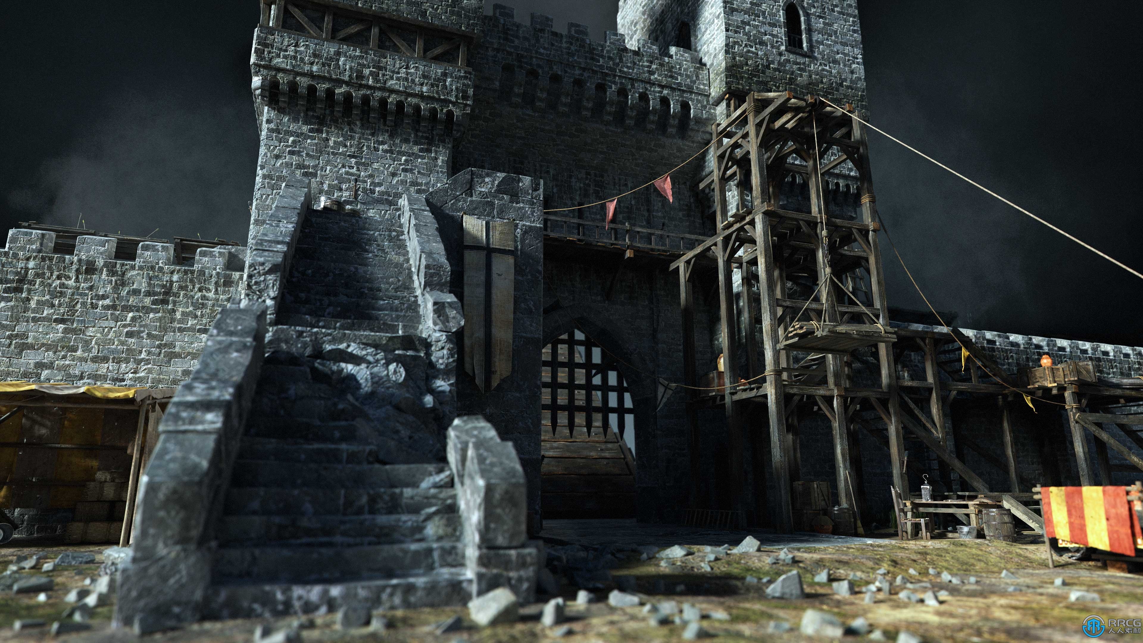 中世纪战争围困城堡攻占堡垒建筑景观3D模型合集