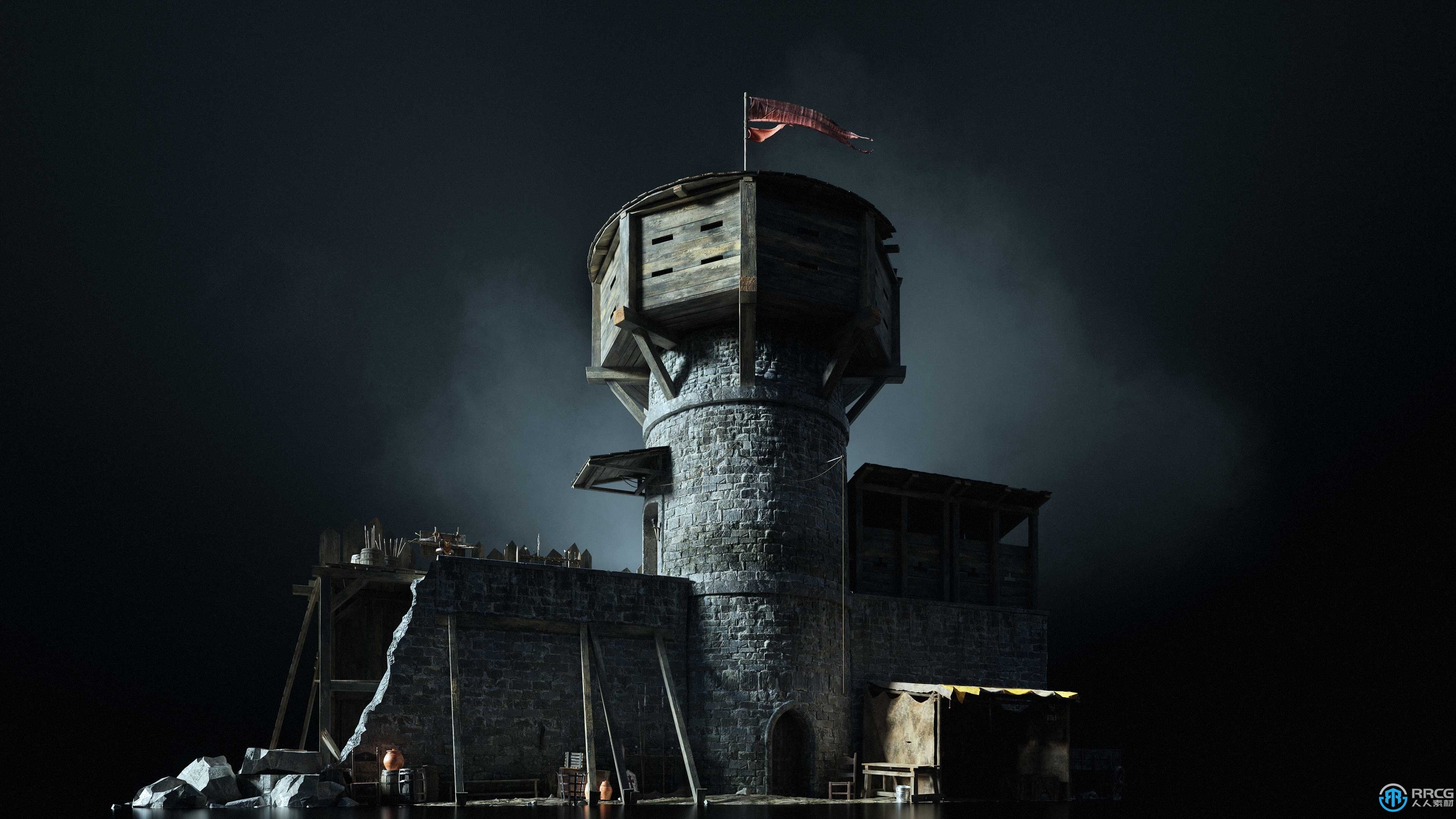 中世纪战争围困城堡攻占堡垒建筑景观3D模型合集