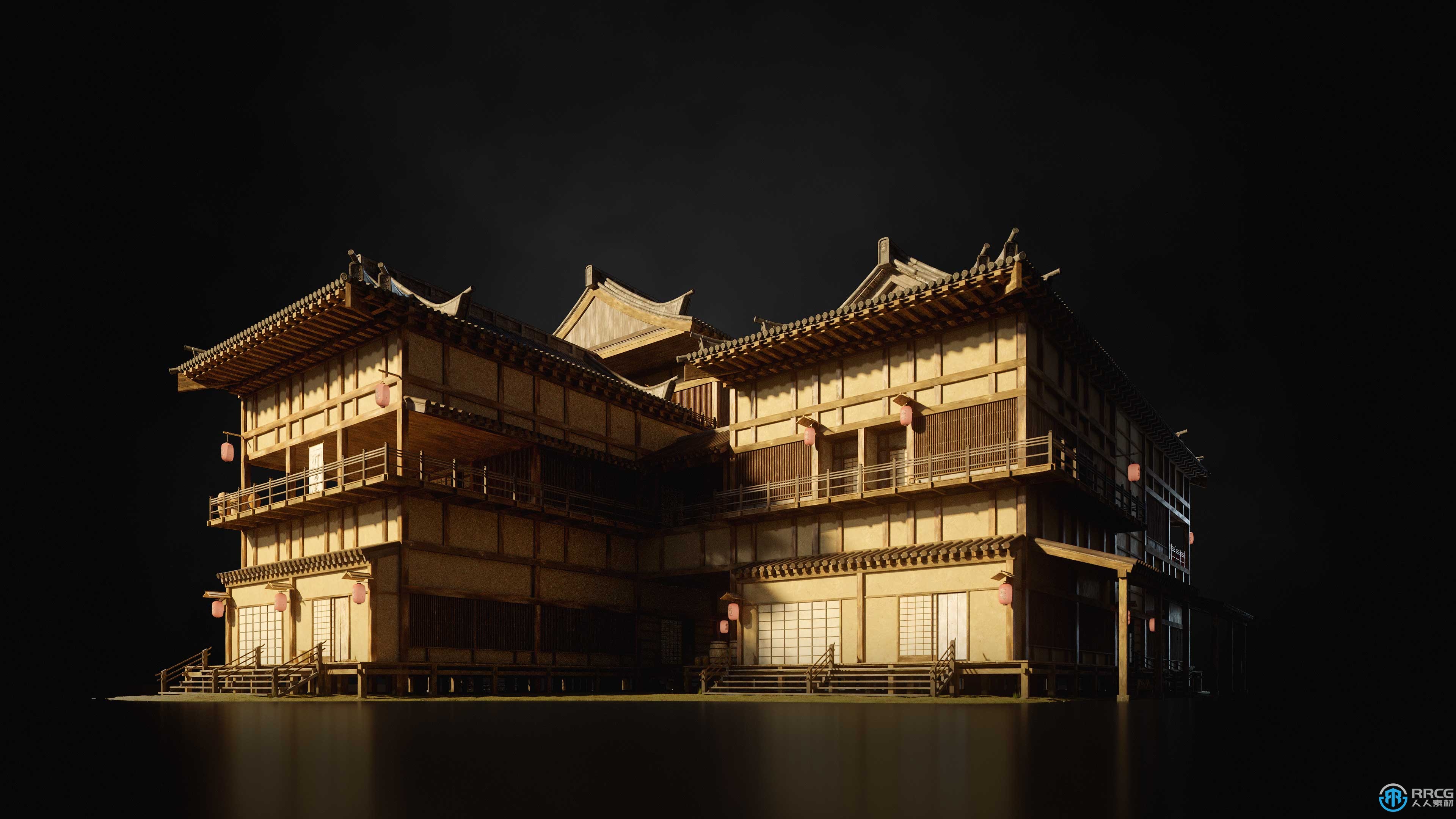 日本德川幕府时代城市建筑景观3D模型合集