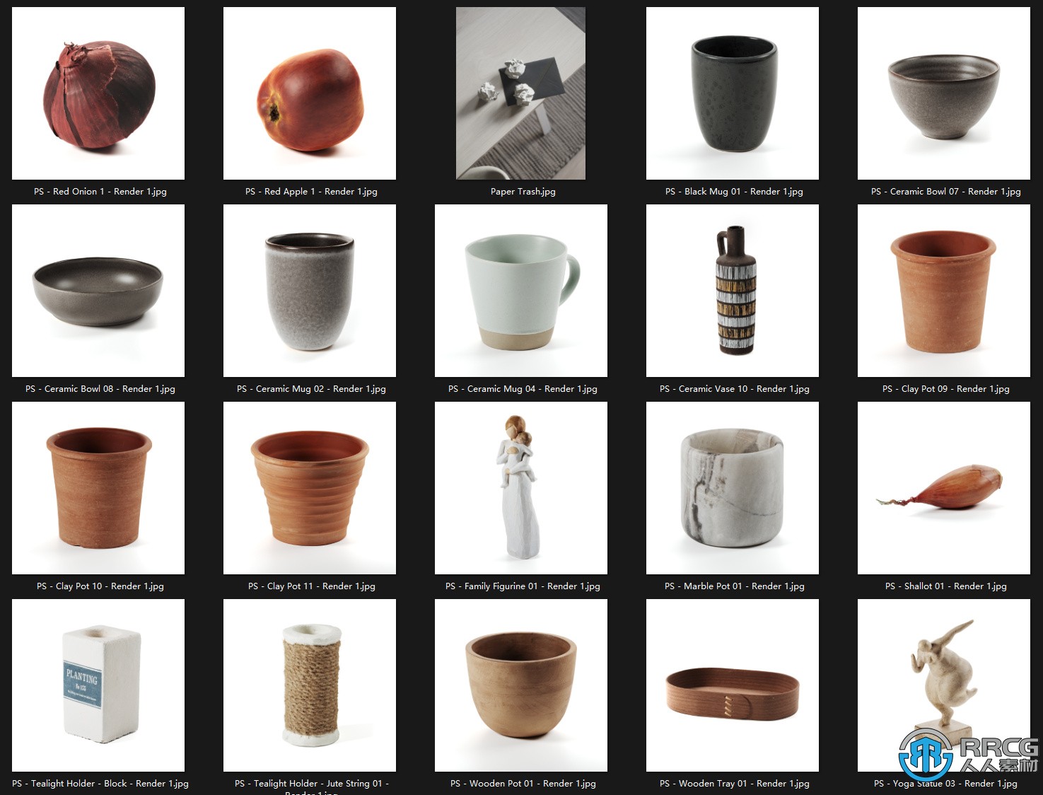 VizGuru瓷碗陶瓷杯粘土罐泥盆等3D模型合集