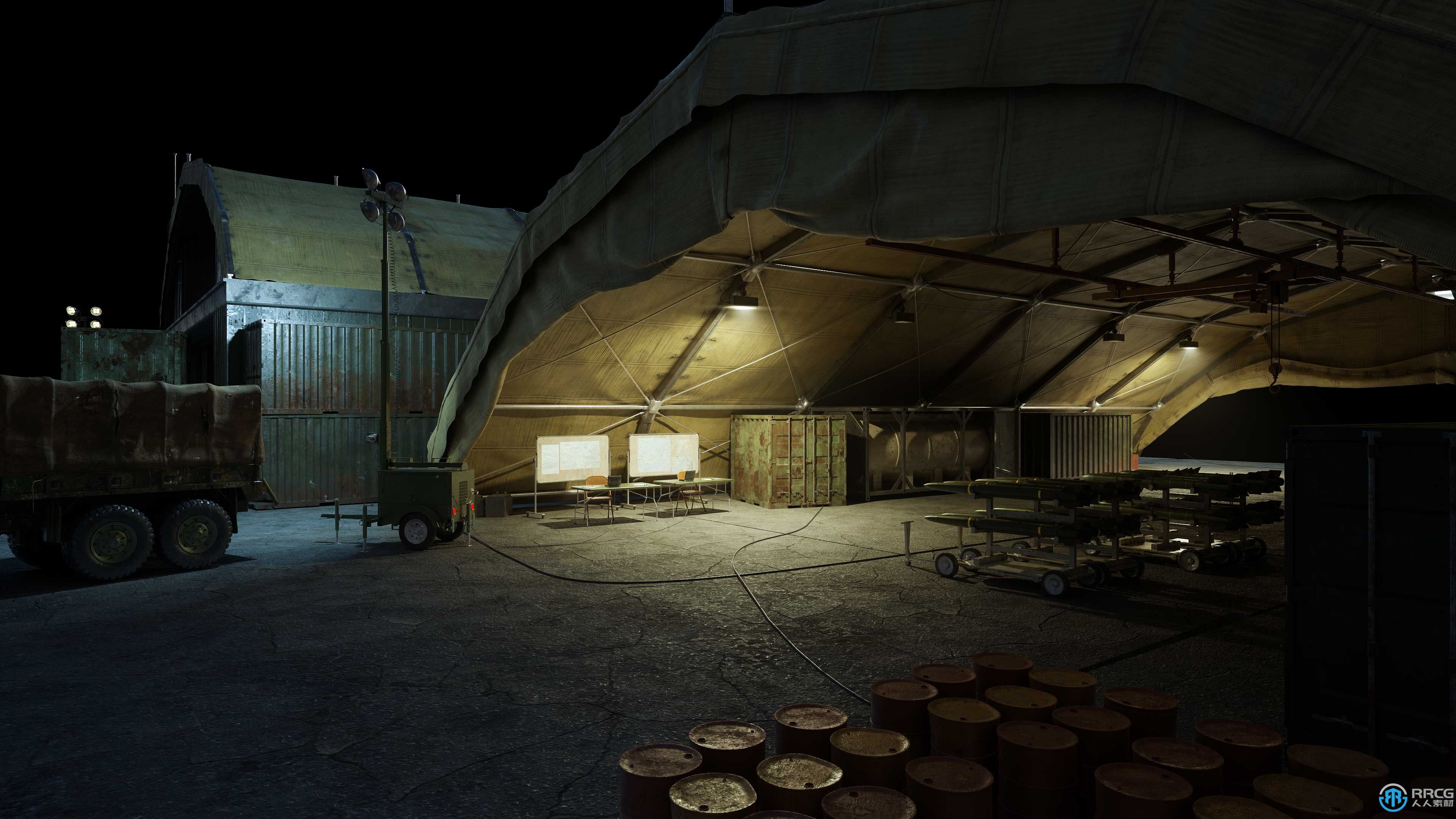 战争前线基地指挥中心相关建筑景观场景3D模型合集