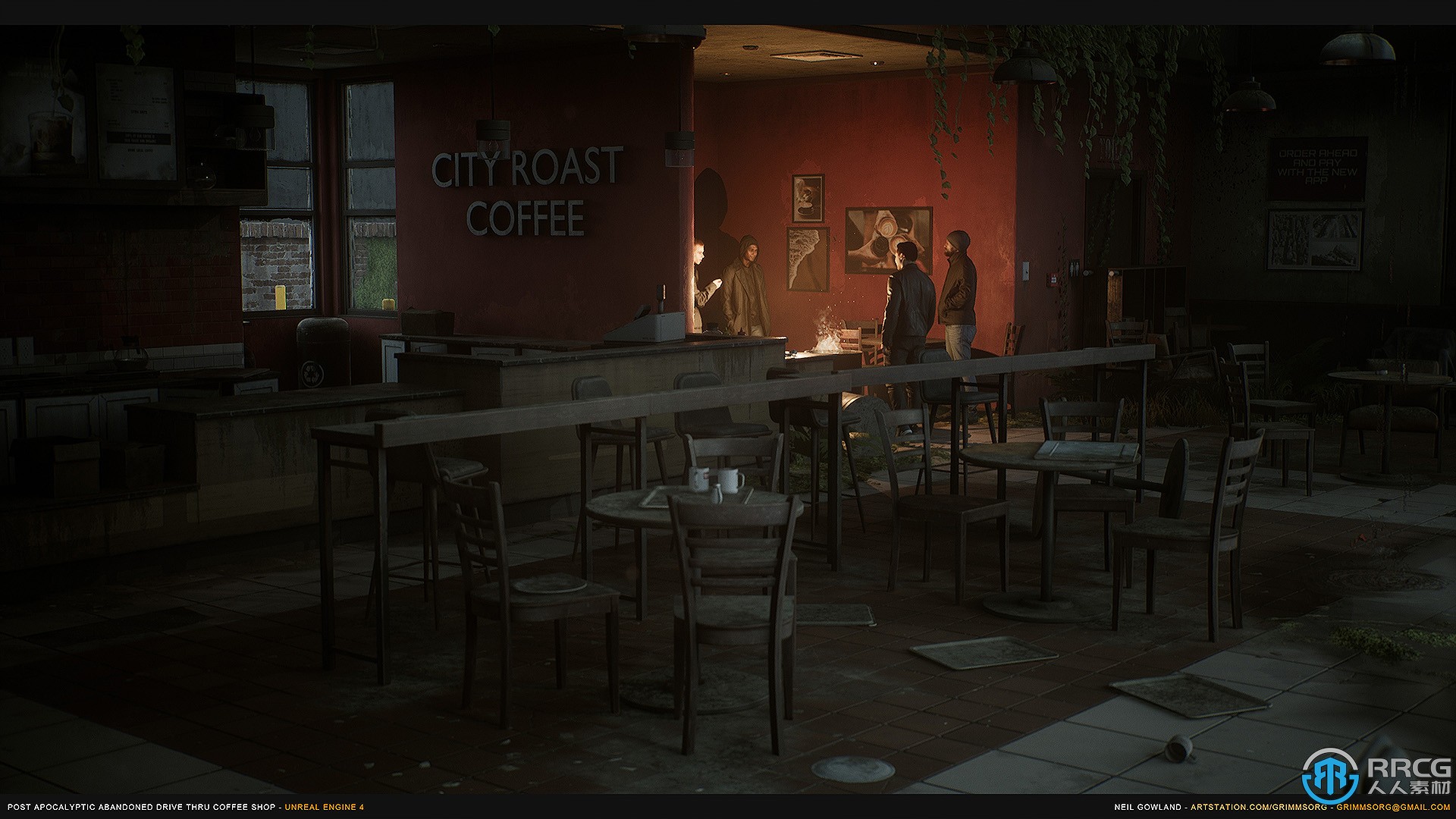 世界末日废弃咖啡店环境场景Unreal游戏素材