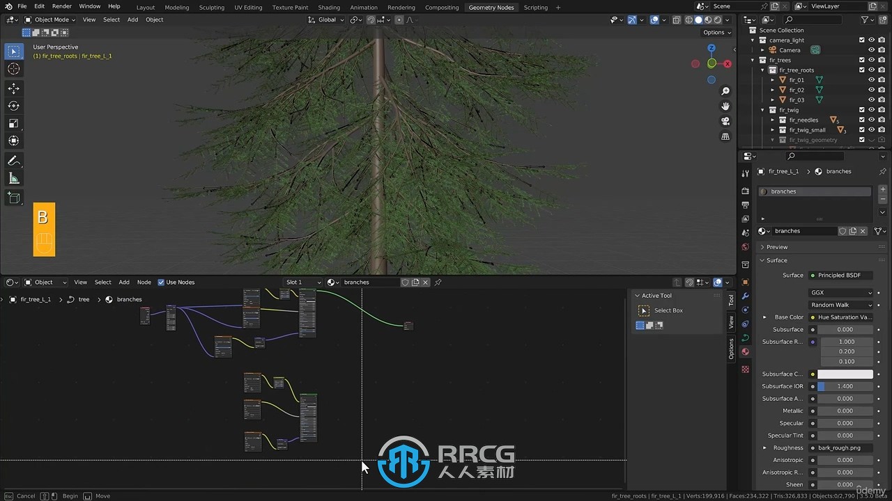 Blender森林树木植物环境场景制作视频教程