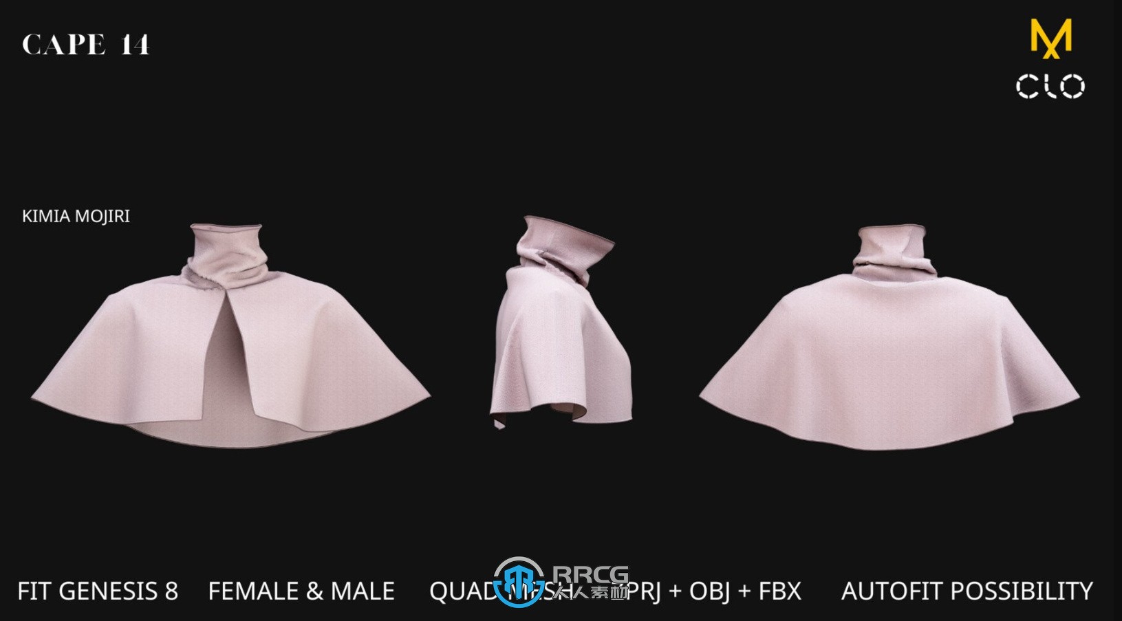 14组男性女性斗篷披肩头巾服装3D模型合集 MD与Clo3D软件专用