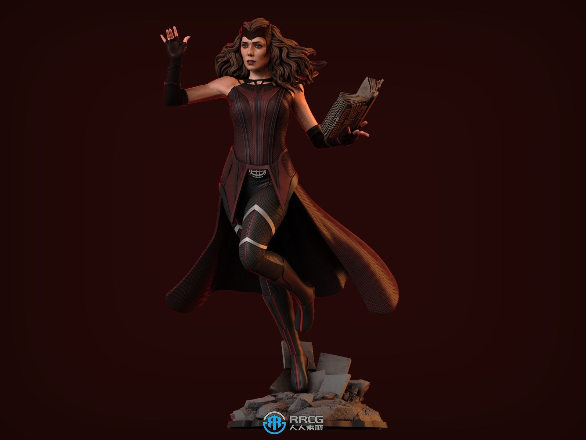 绯红女巫拿魔法书漫威动漫影视角色雕塑3D打印模型