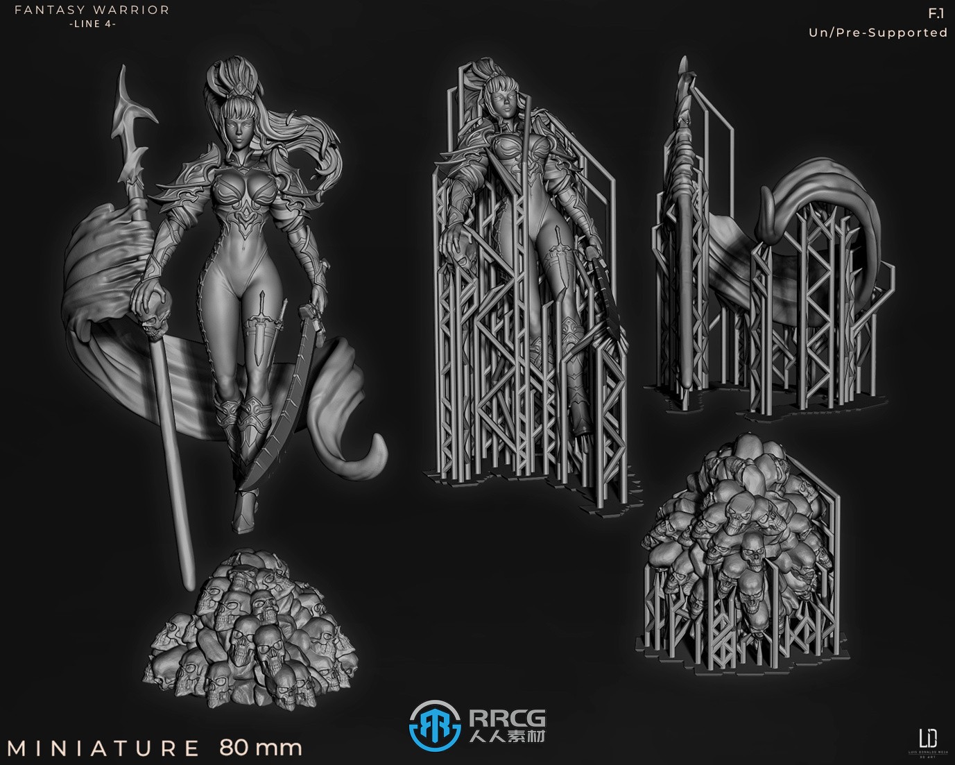 梦幻战争女战士游戏角色雕塑3D打印模型