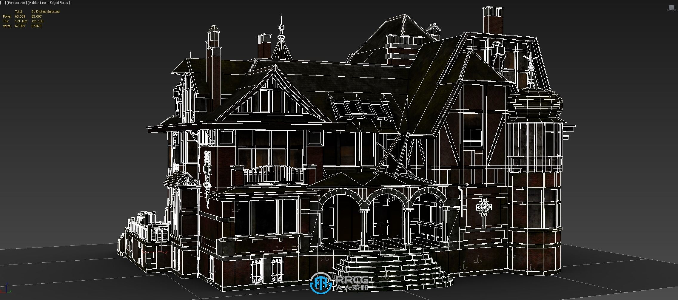 废弃豪宅房屋建筑高质量3D模型与纹理贴图
