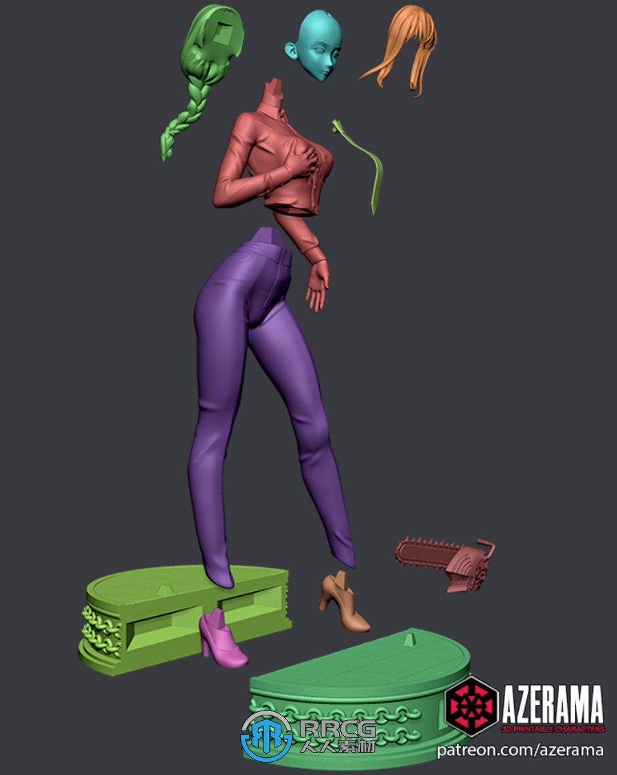玛奇玛紧身裤站姿《链锯人》动漫角色雕塑3D打印模型