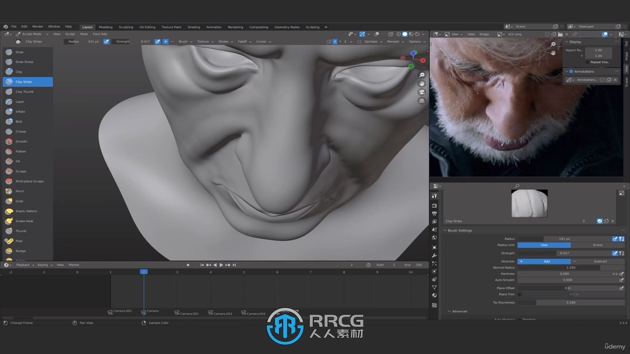 Blender人物肖像面部雕刻工作流程视频教程