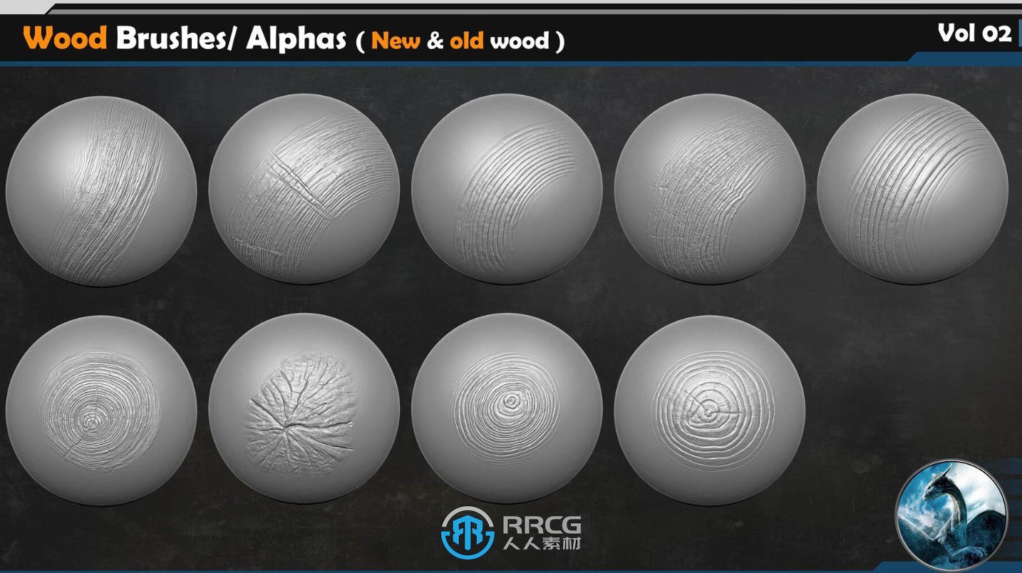 40组木质木材VDM笔刷与Alphas纹理合集