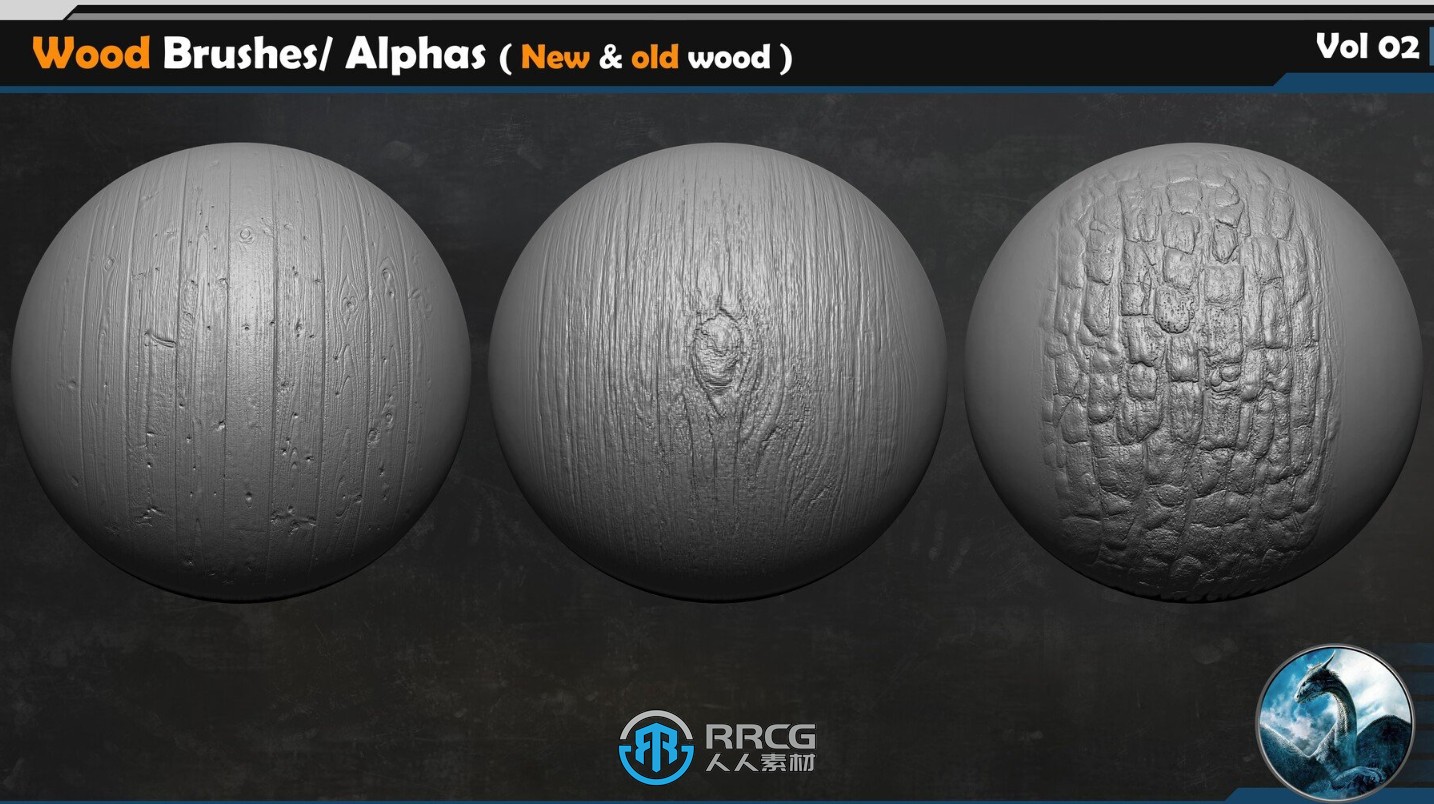 40组木质木材VDM笔刷与Alphas纹理合集