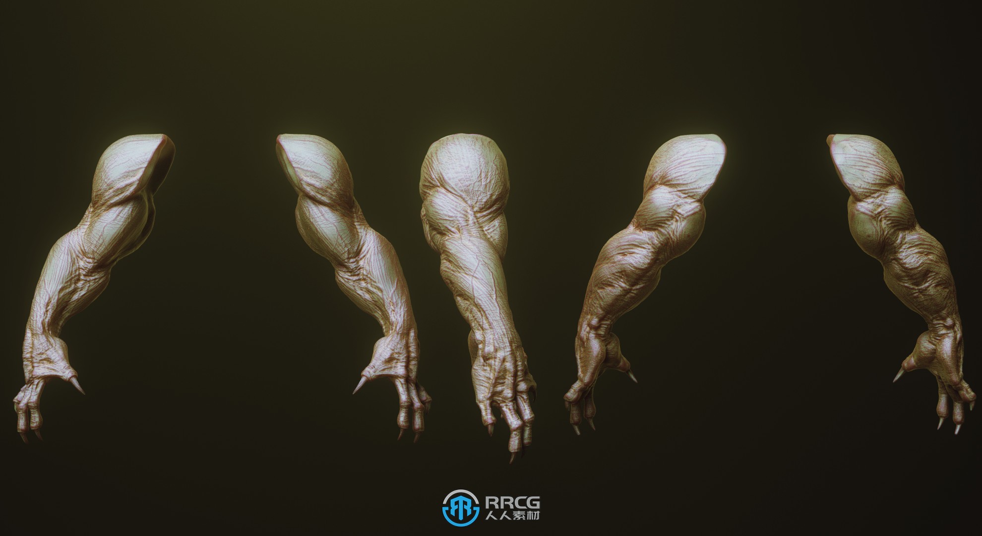 33组怪物怪兽僵尸生物手臂Zbursh IMM笔刷和3D模型合集 附使用教程