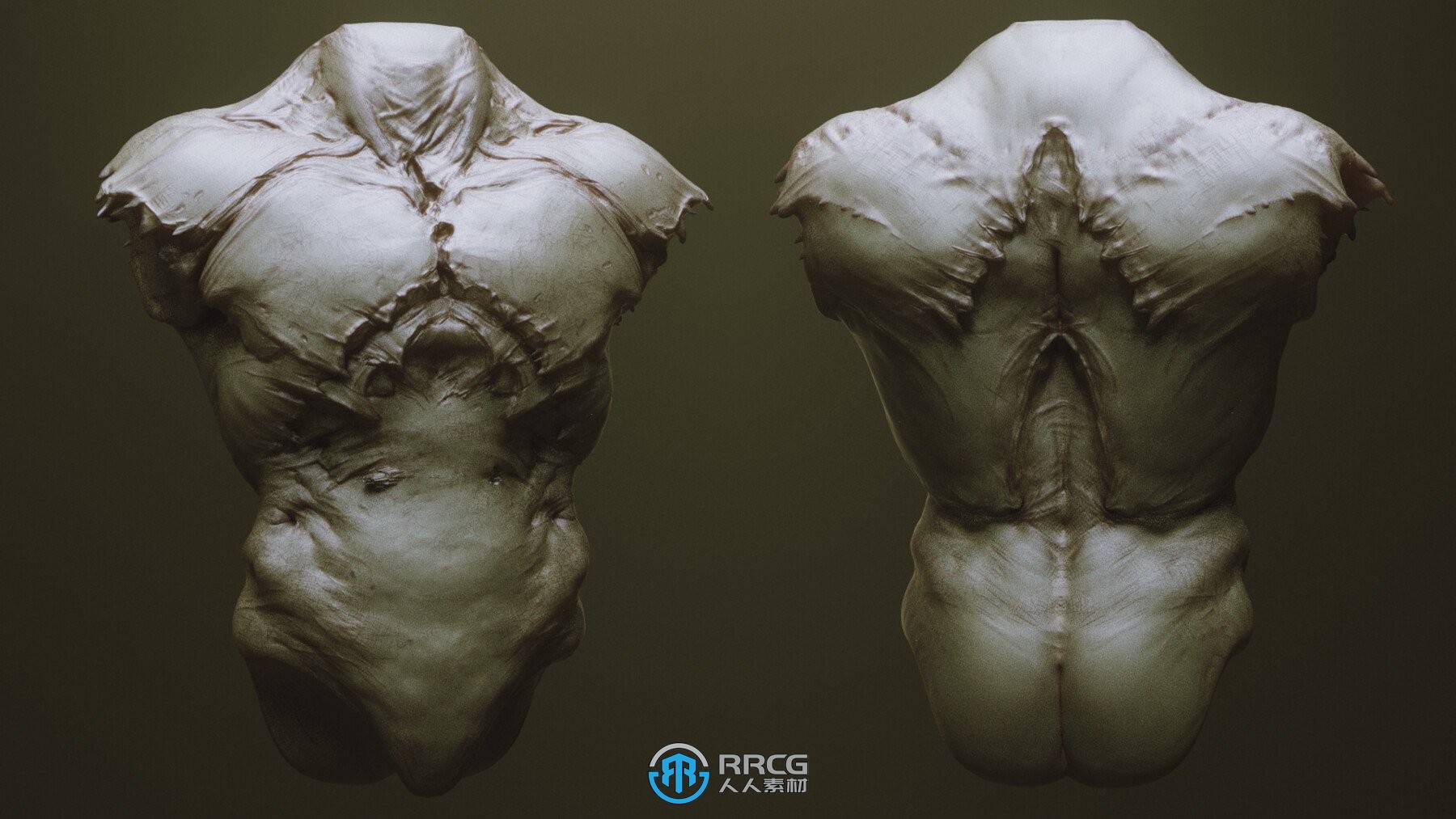 33组怪物怪兽僵尸生物人体躯干Zbursh IMM笔刷和3D模型合集 附使用教程
