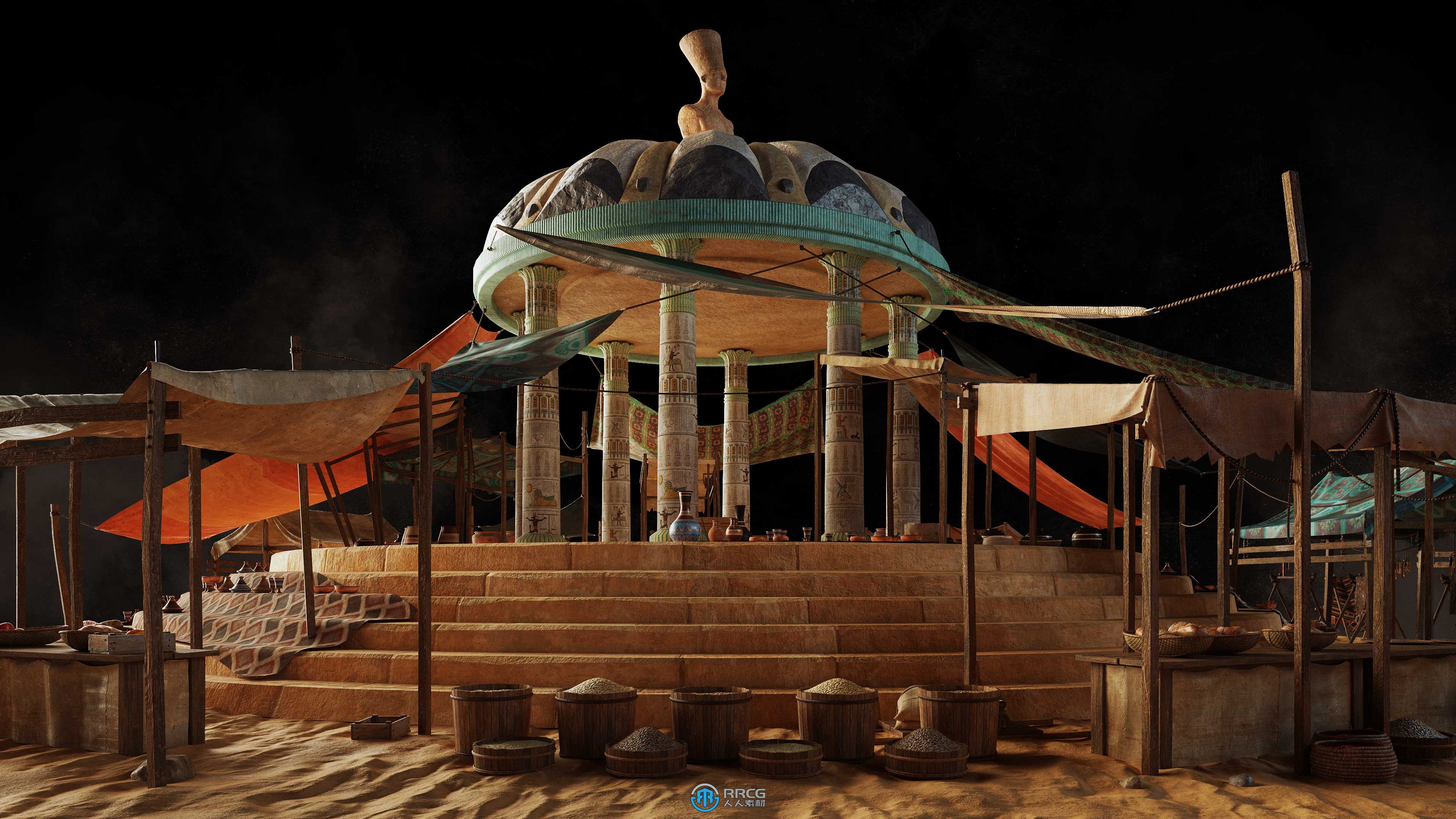 埃及古老帝国相关建筑景观场景3D模型合集