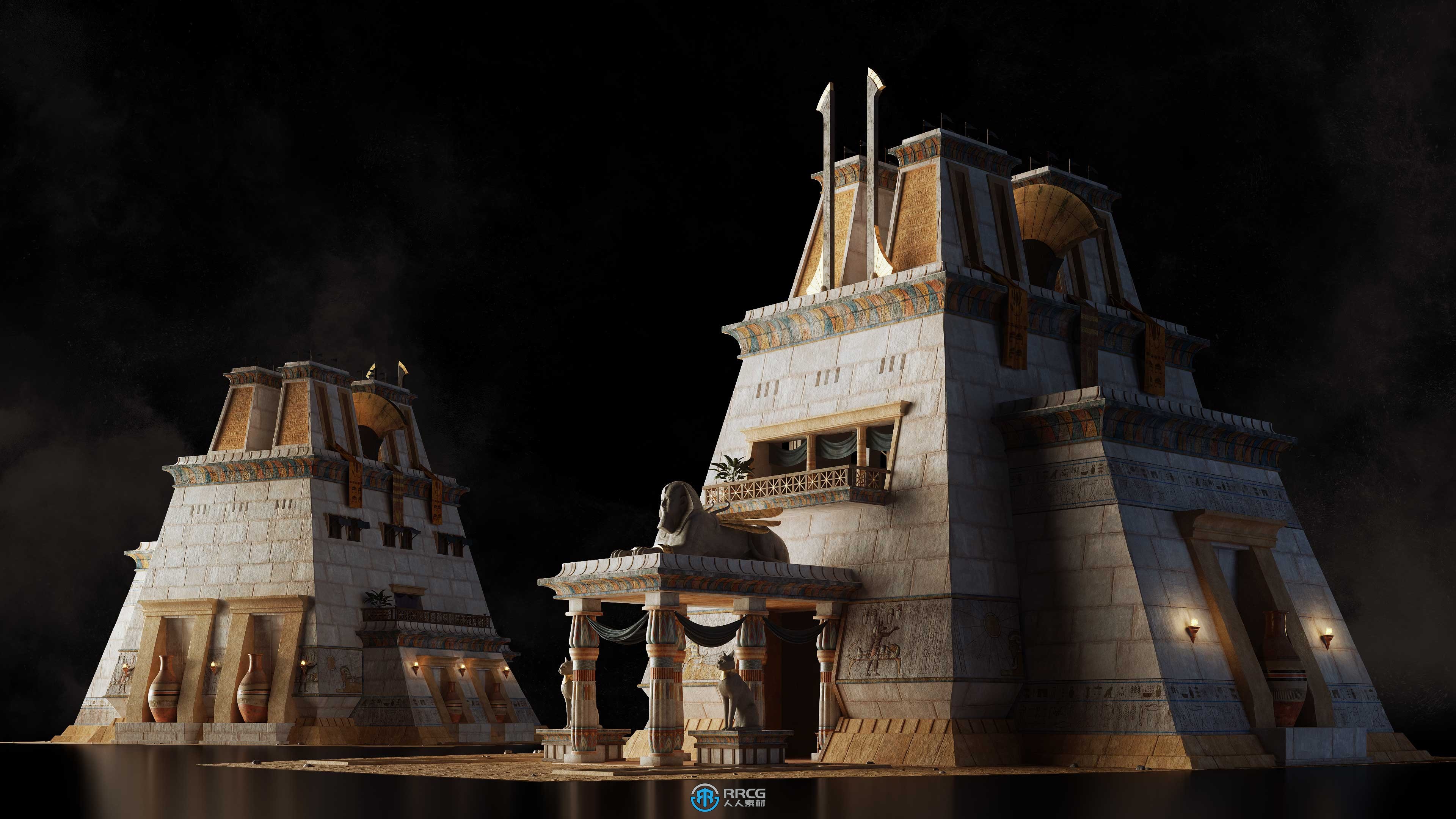 埃及古老帝国相关建筑景观场景3D模型合集