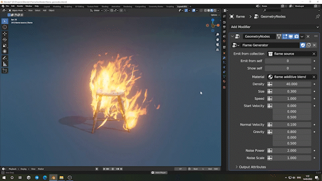 Realtime Flame Generator实时火焰生成Blender插件