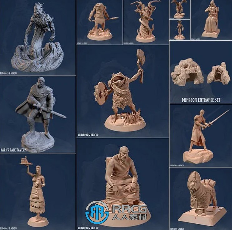 100组奇幻桌面游戏角色雕塑3D打印模型合集