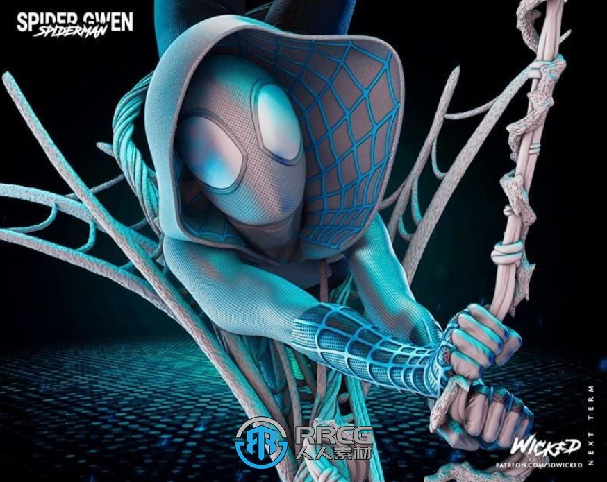 蜘蛛格温形象造型威漫动漫游戏角色雕塑雕刻3D模型