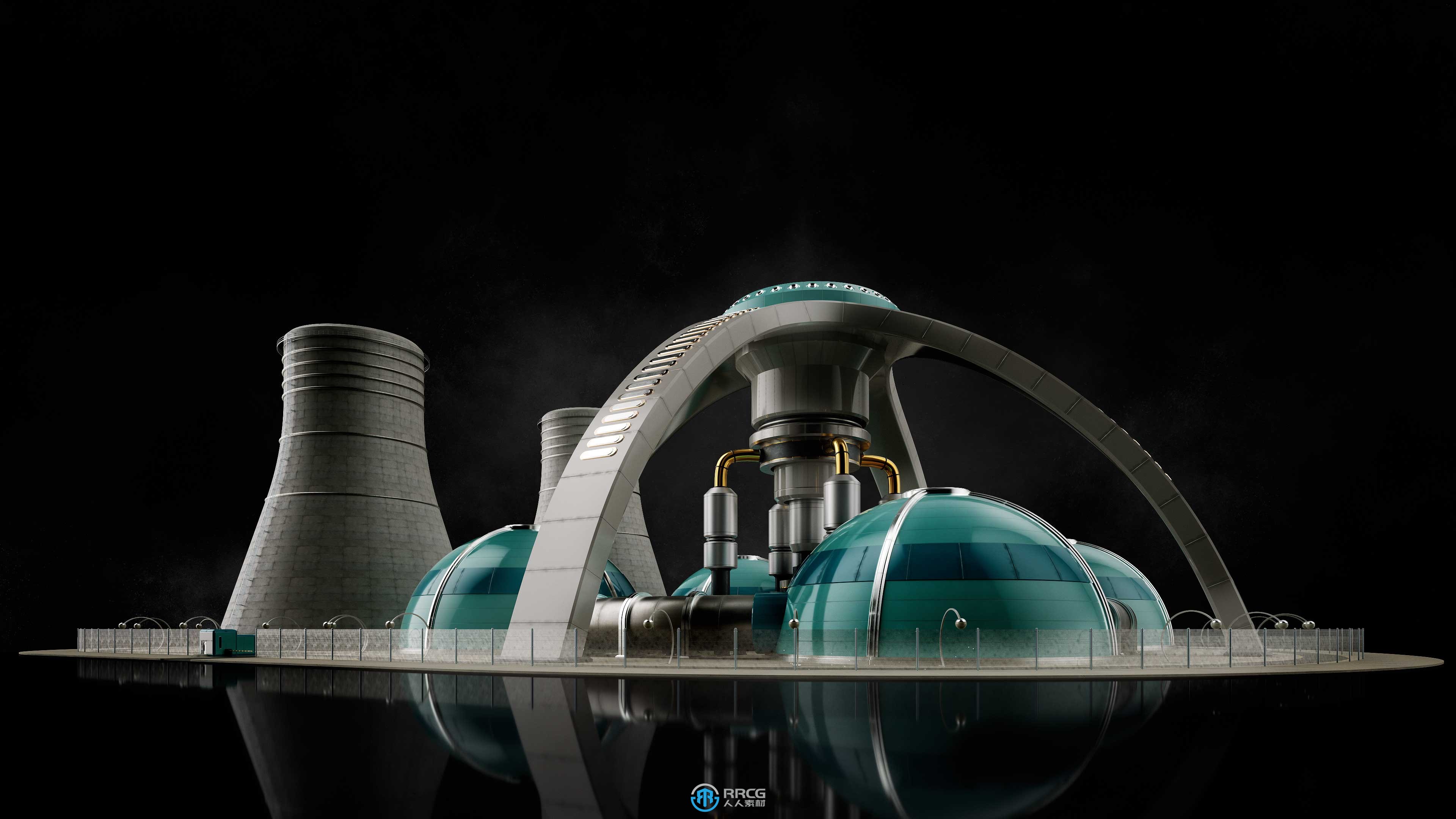 复古未来派原子朋克大都会相关建筑景观场景3D模型合集