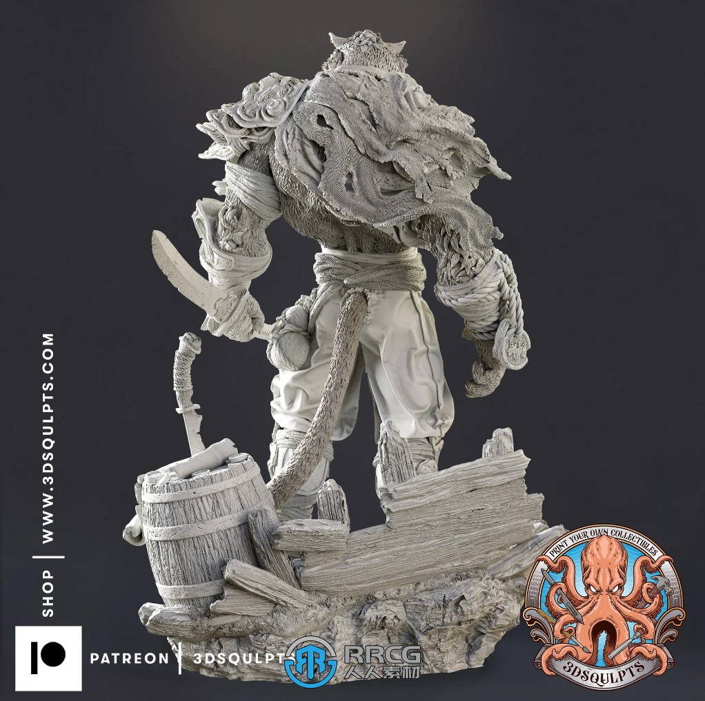 凶猛虎人战士角色雕塑雕刻3D打印模型
