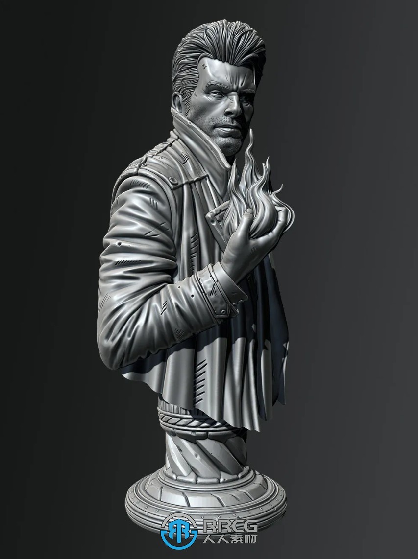 康斯坦丁半身像DC动漫角色雕塑雕刻3D模型