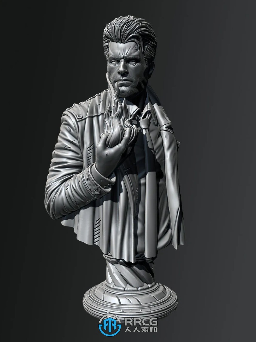 康斯坦丁半身像DC动漫角色雕塑雕刻3D模型