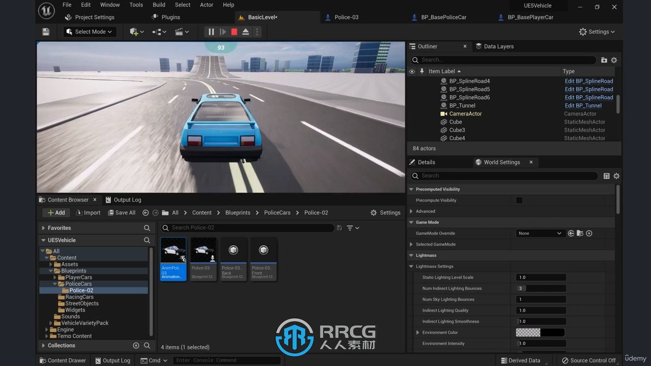UE5虚幻引擎赛车竞速追逐游戏开发视频教程