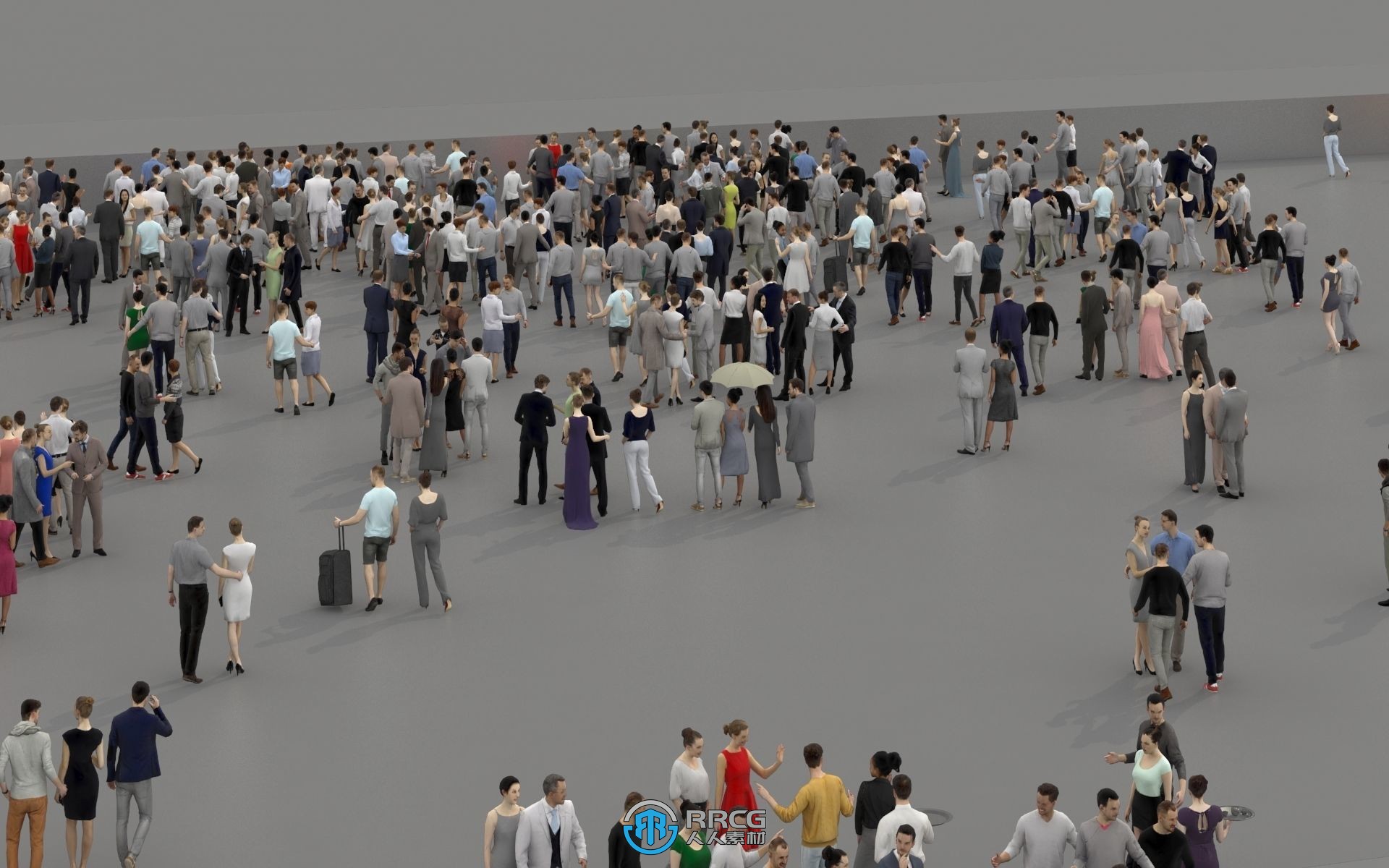 1000组逼真各类姿势造型场景预制人群3D模型合集
