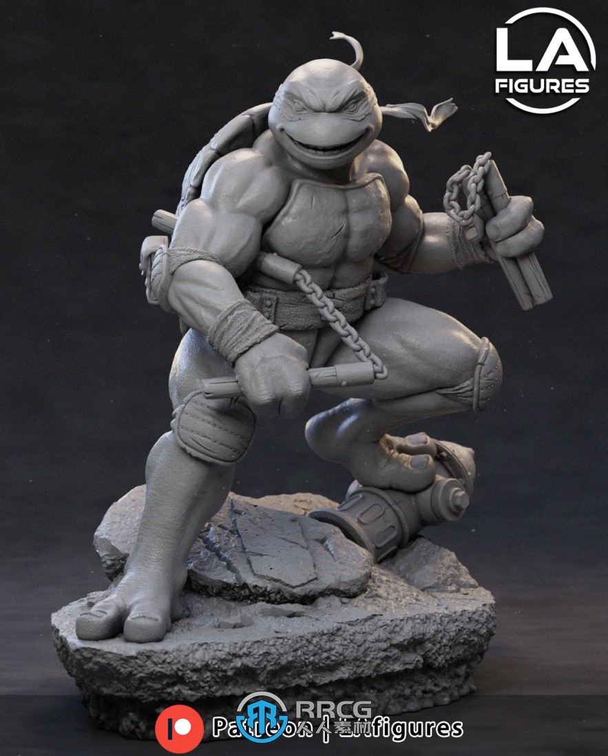 米开朗琪罗与拉斐尔和李奥纳多《忍者神龟》动漫角色雕塑雕刻3D模型