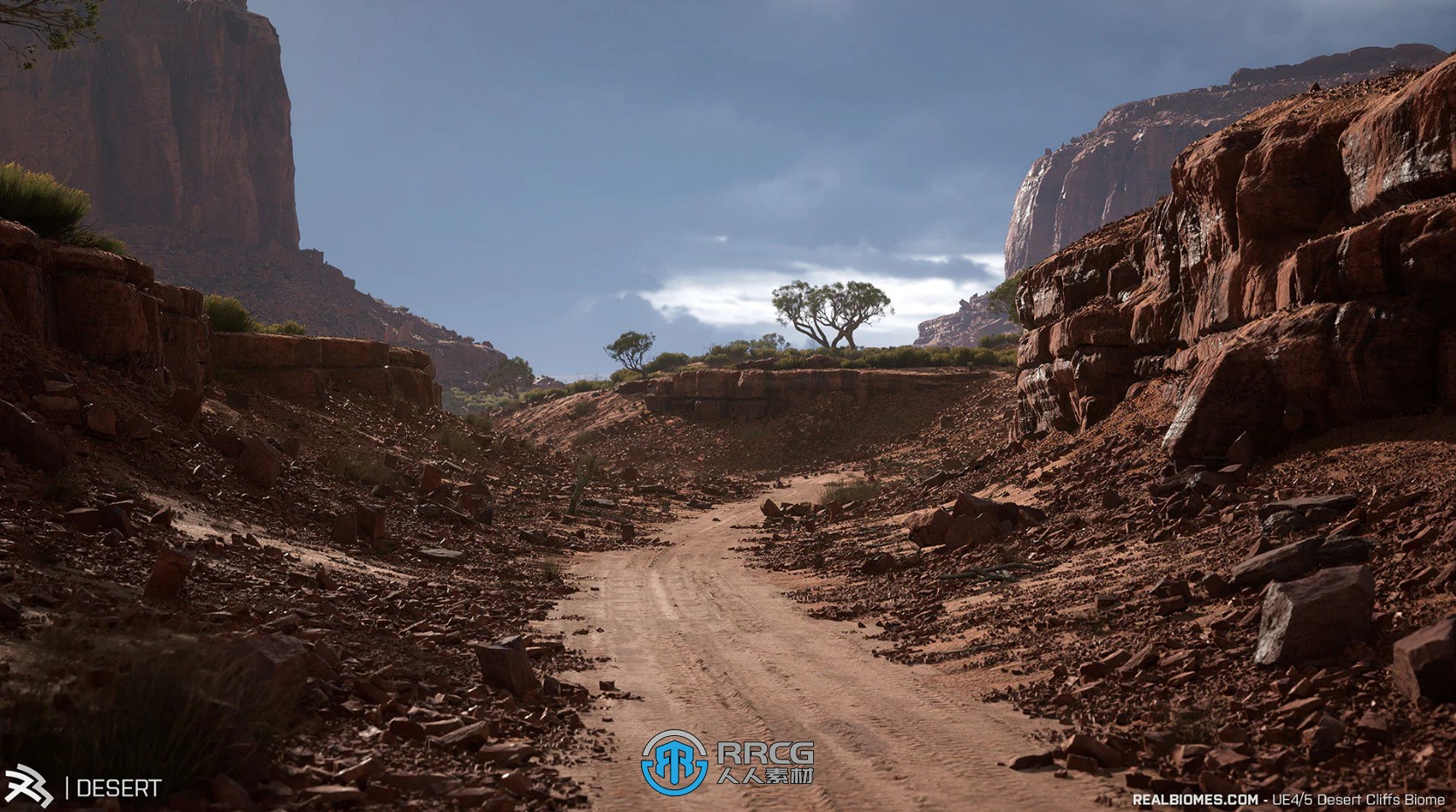 逼真沙漠峭壁山谷树木草地森林环境场景虚幻引擎UE游戏素材