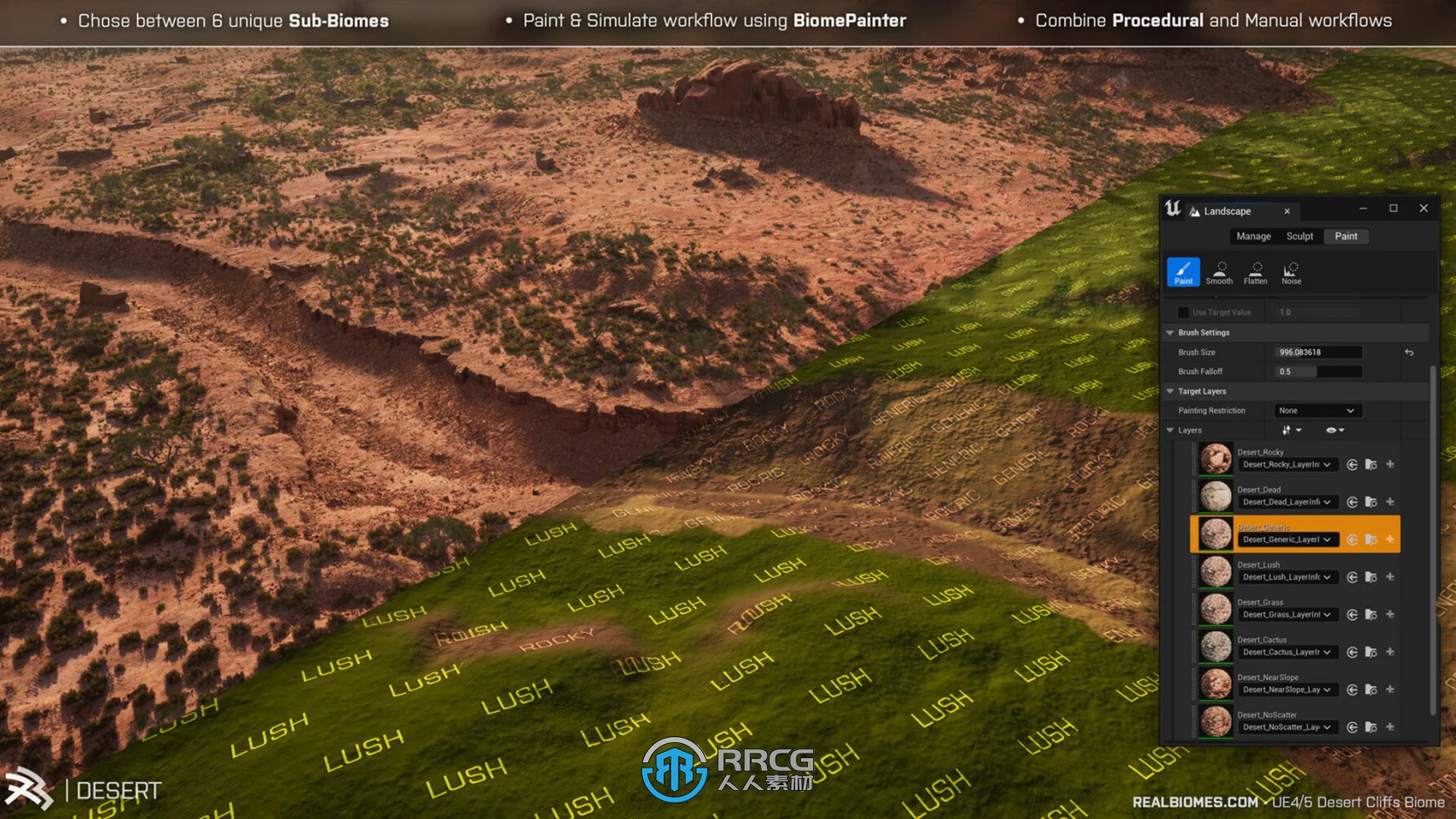 逼真沙漠峭壁山谷树木草地森林环境场景虚幻引擎UE游戏素材