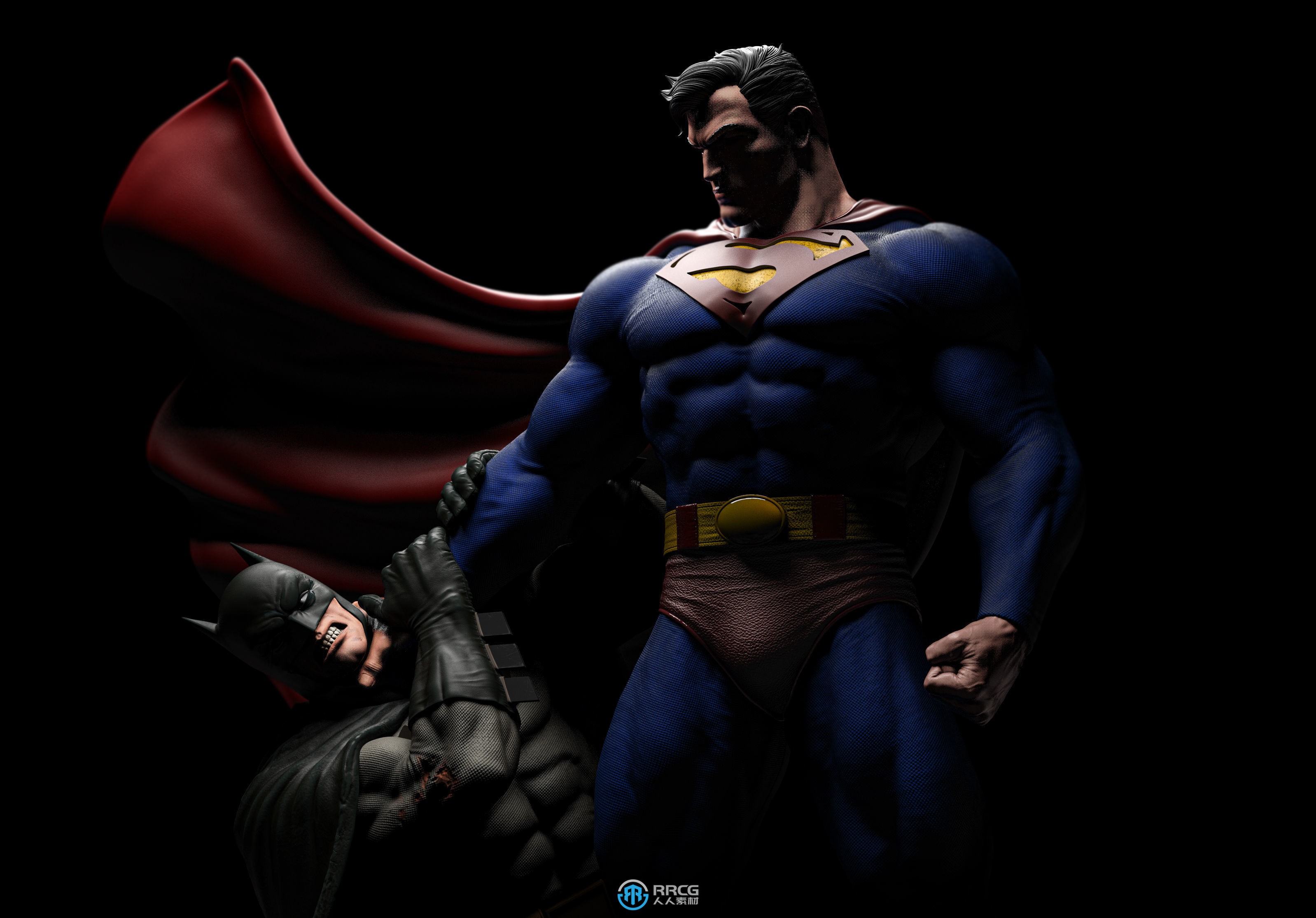 蝙蝠侠大战超人影视动漫角色雕塑雕刻3D模型