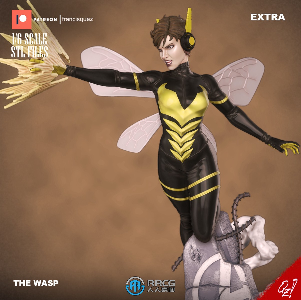 黄蜂女《蚁人》漫威动漫角色雕塑雕刻3D模型
