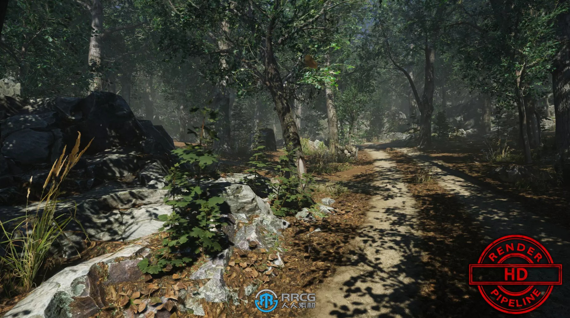 花草树木岩石悬崖道路自然环境场景Unity游戏素材