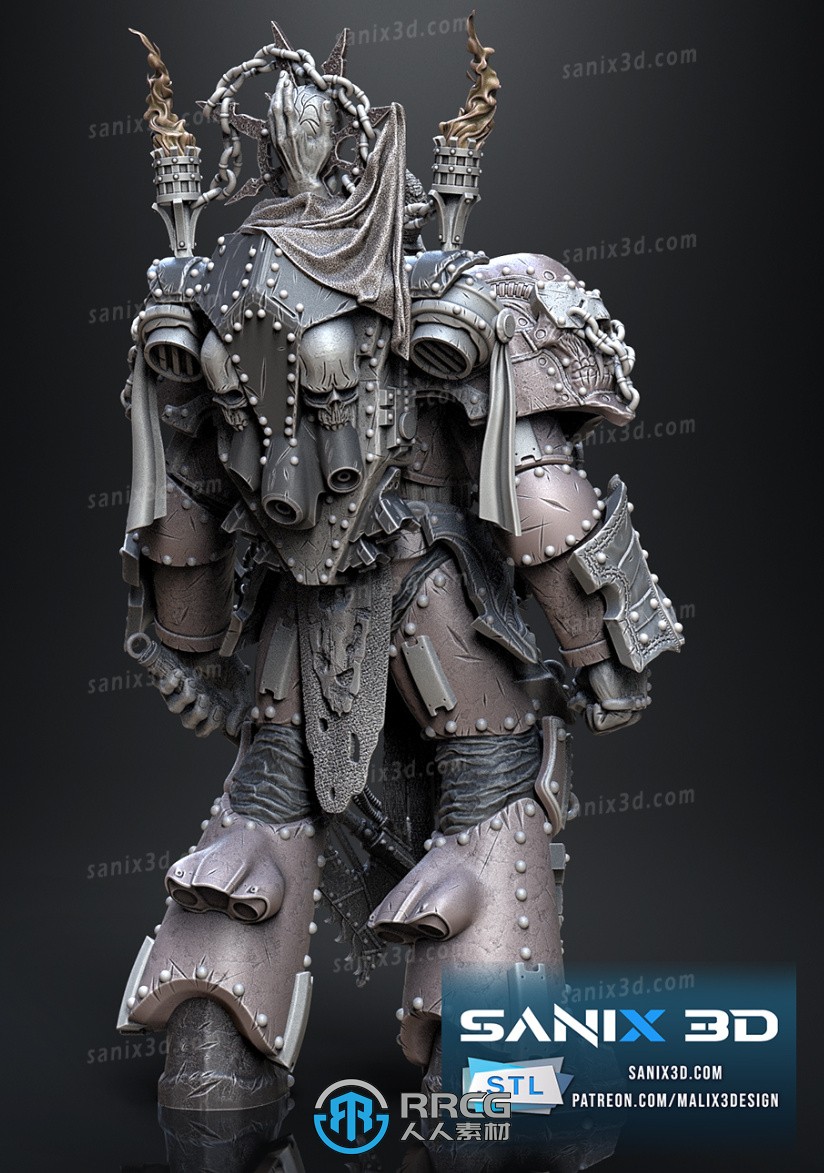 战争机器混沌上校人物角色雕塑雕刻3D模型
