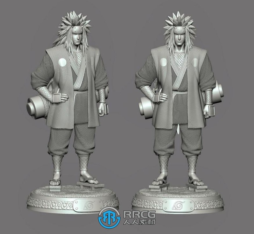 自来也《火影忍者》动漫角色雕塑雕刻3D模型