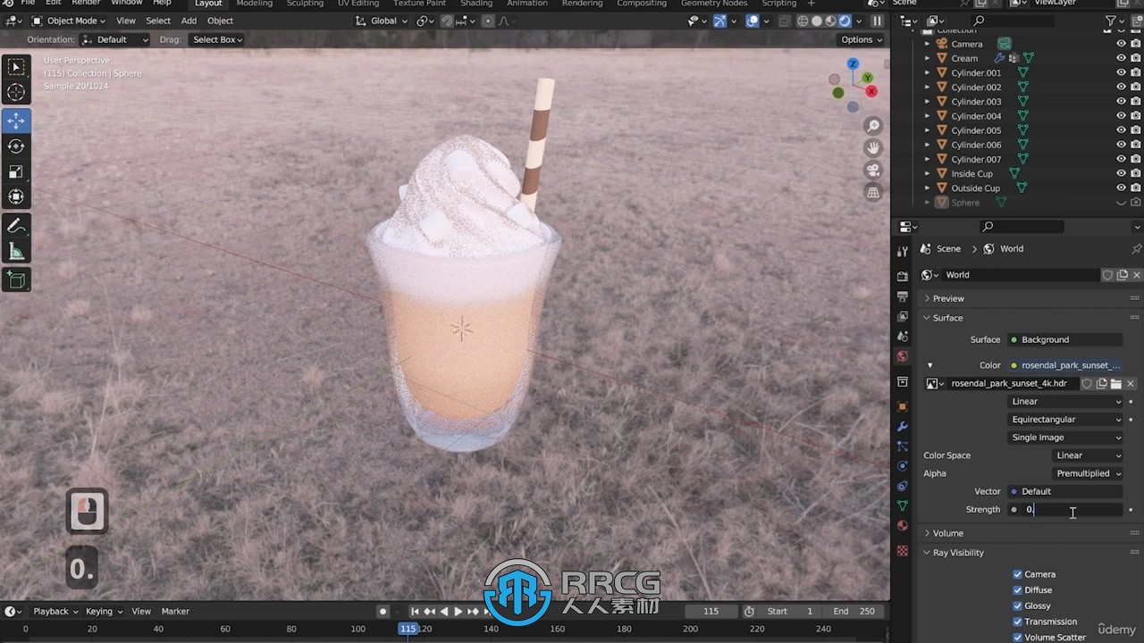 Blender逼真咖啡杯实例制作训练视频教程