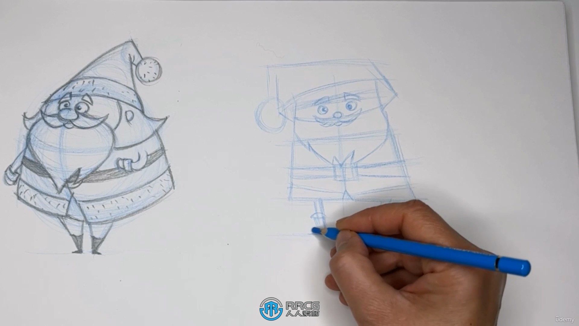 卡通圣诞老人人物手绘绘画大师班视频教程