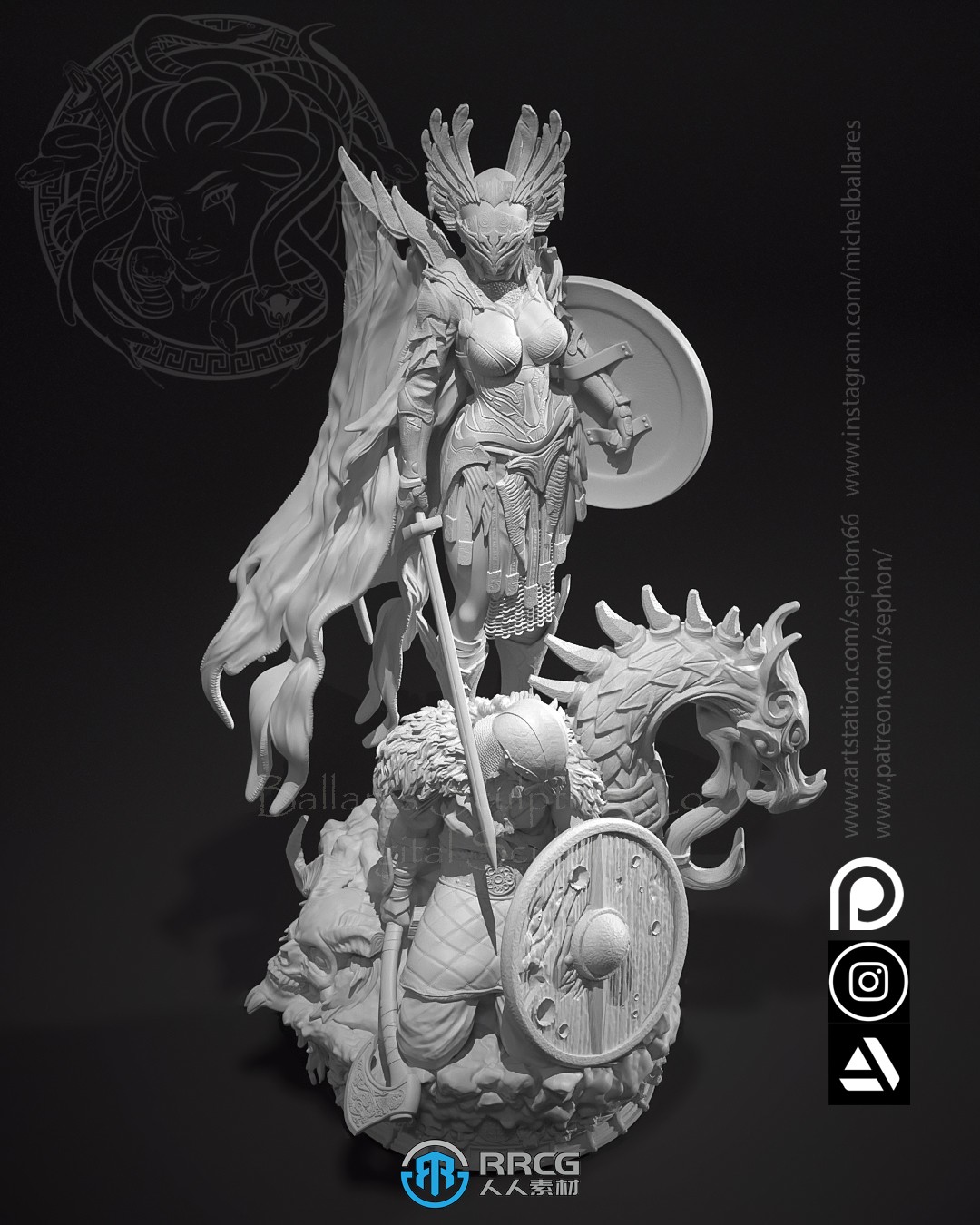 玛莲妮亚战斗姿势《艾尔登法环》游戏角色雕塑雕刻3D模型