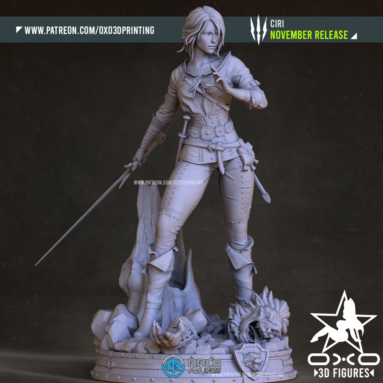 希里Ciri《猎魔人巫师3》游戏角色雕塑雕刻3D模型