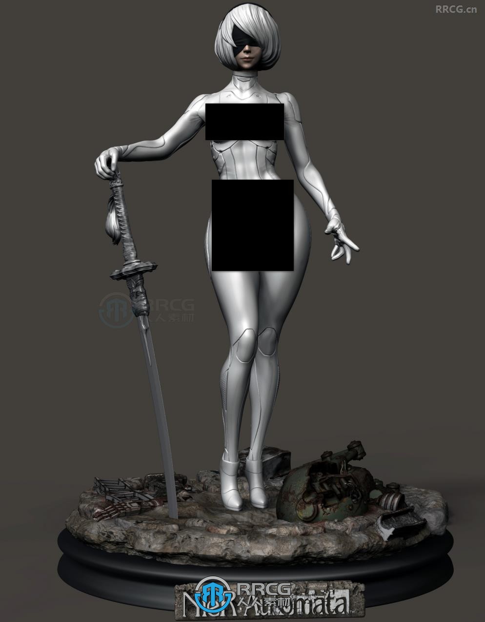 2B紧身衣《尼尔：机械纪元》游戏角色雕刻雕塑3D打印模型