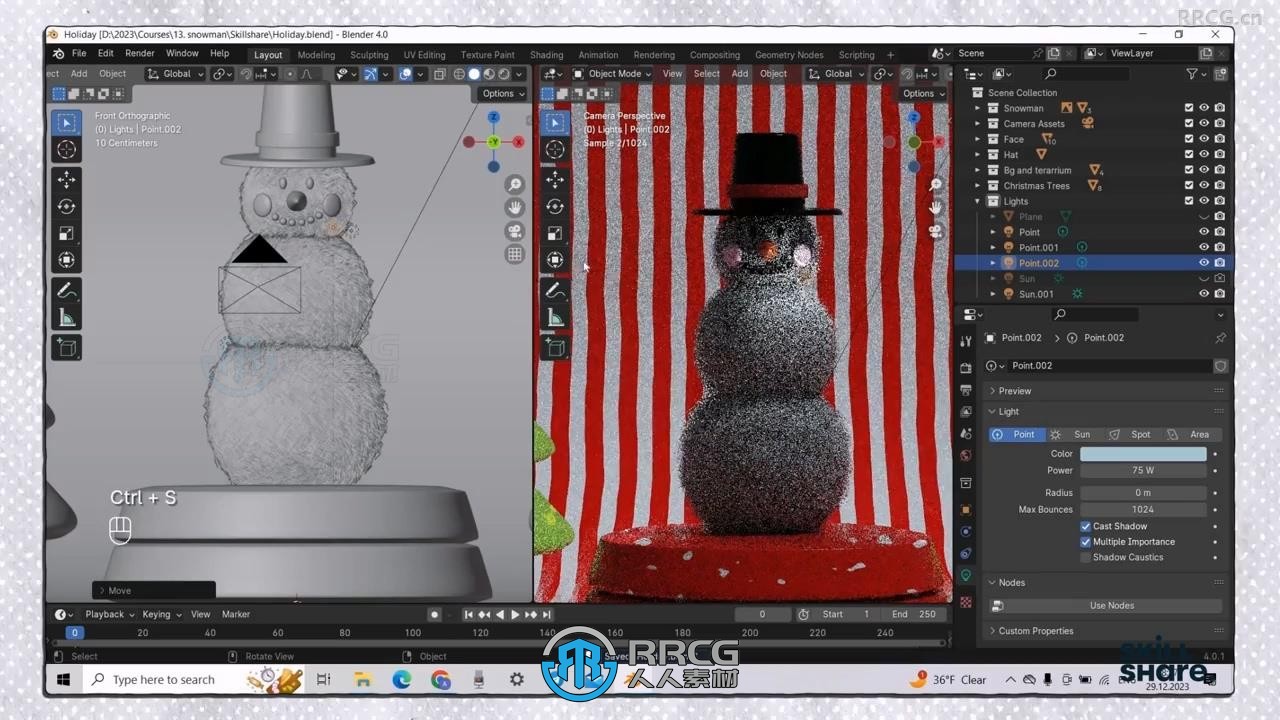 Blender毛绒雪人实例制作流程视频教程