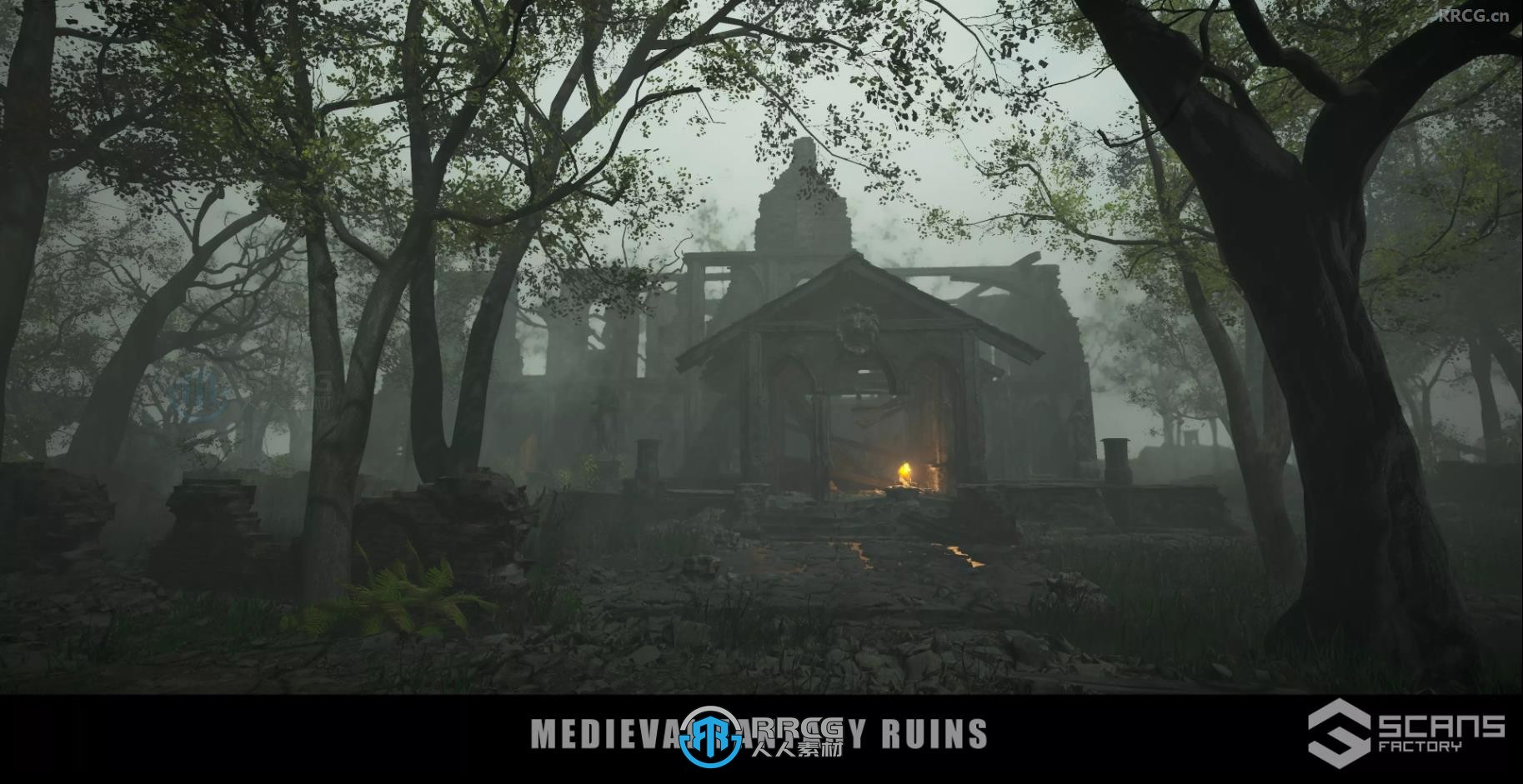 中世纪黑暗森林奇幻废墟环境场景Unity游戏素材
