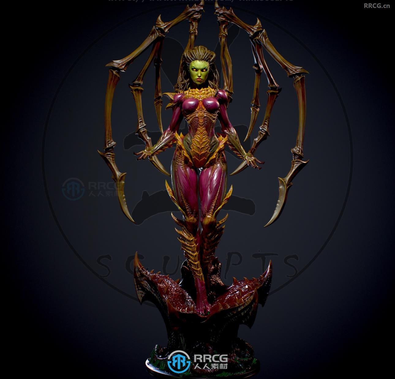 刀锋女王莎拉·露伊斯·凯瑞《星际争霸》游戏角色雕刻手办3D打印模型