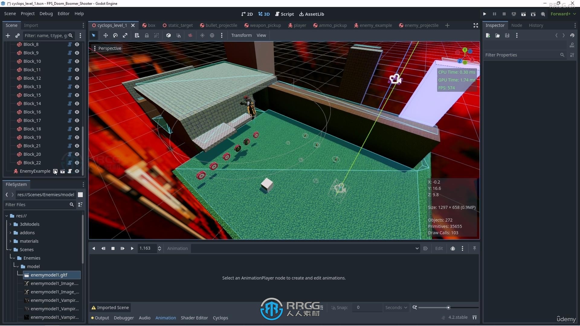 Godot 4第一人称射击FPS游戏制作工作流程视频教程