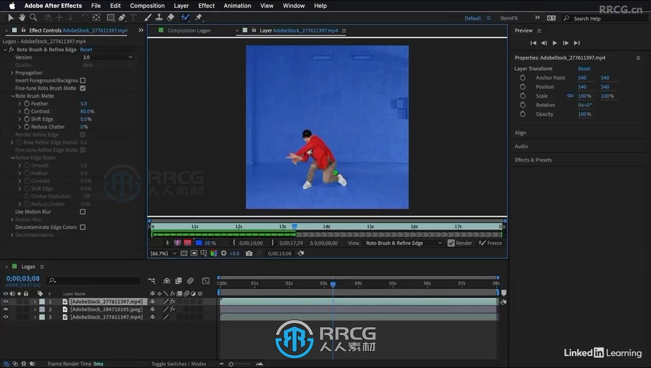 【中文字幕】AE网络短视频修复色彩移除背景等特效制作视频教程