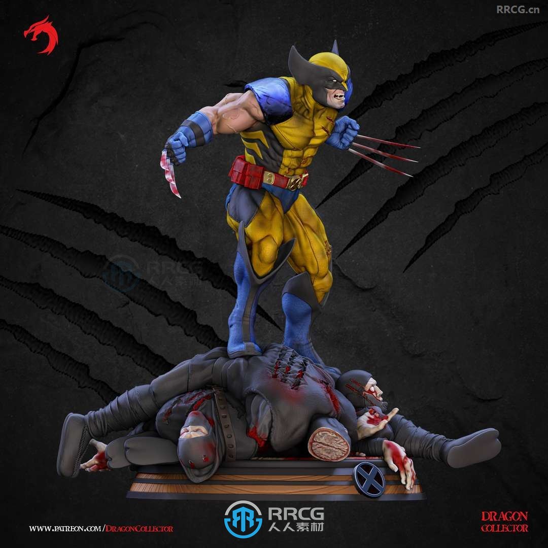 金刚狼战斗姿势《X战警》动漫角色雕刻手办3D打印模型