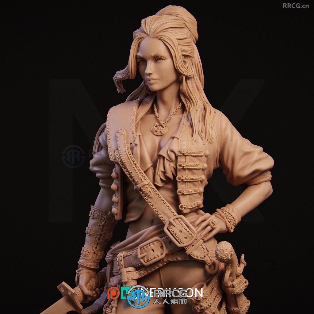 安娜·玛瑞亚加勒比海女海盗角色雕刻手办3D打印模型