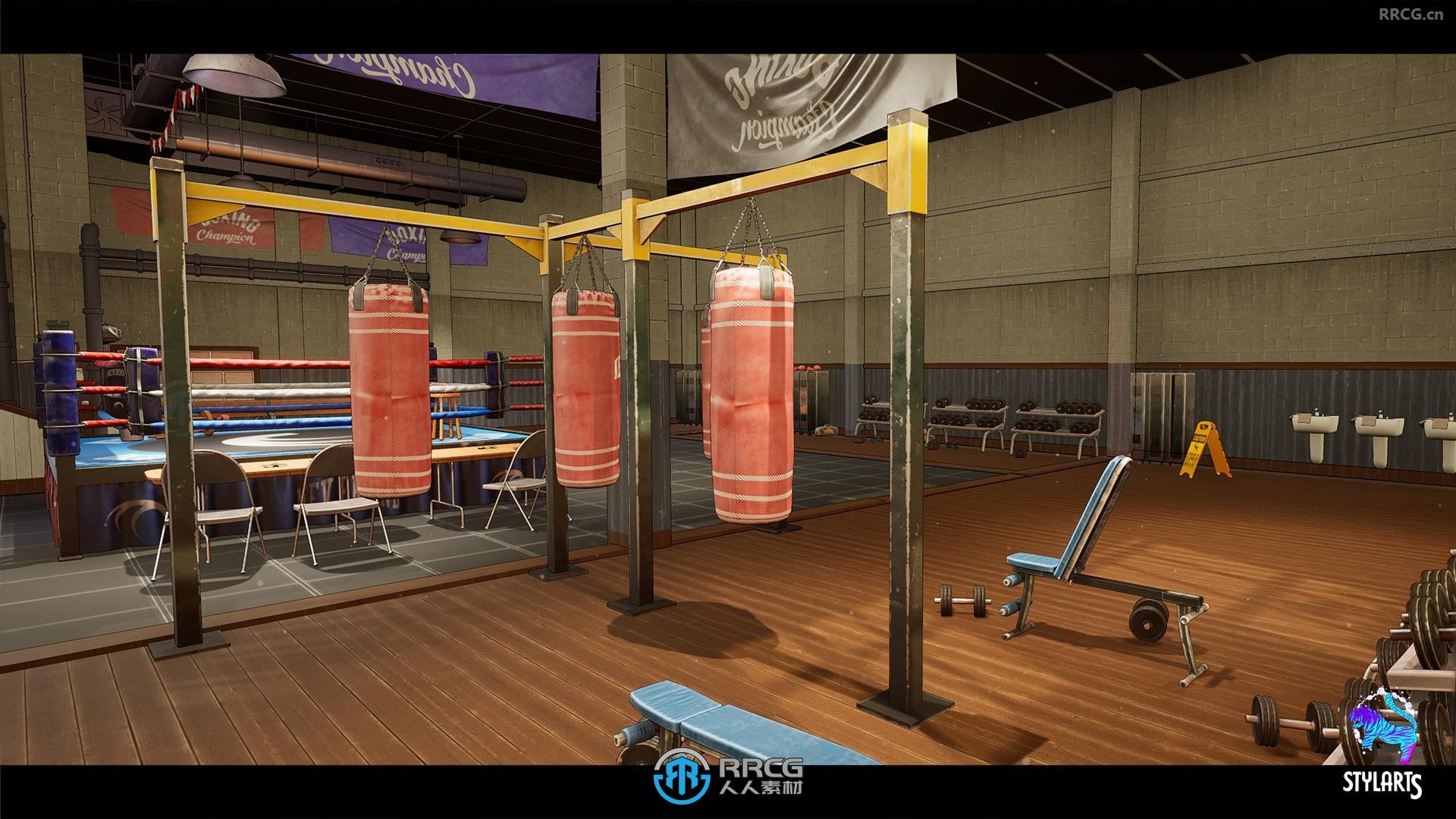 拳击场俱乐部室内环境场景UE游戏素材